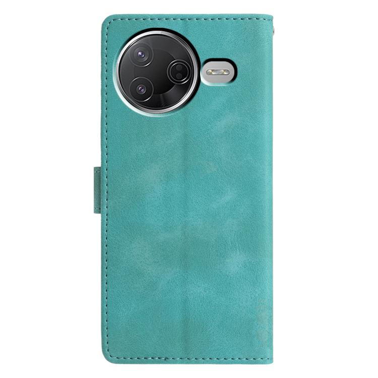 Funda de cuero con relieve de triángulos para Xiaomi Poco F7 Pro/F7 Ultra (verde)