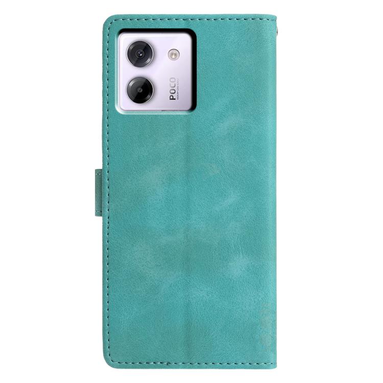 Funda de cuero con relieve de triángulos para Xiaomi Poco M7 Pro 5G (verde)