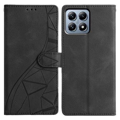 Funda de cuero con relieve triangular para Xiaomi 15T 5G (negra)