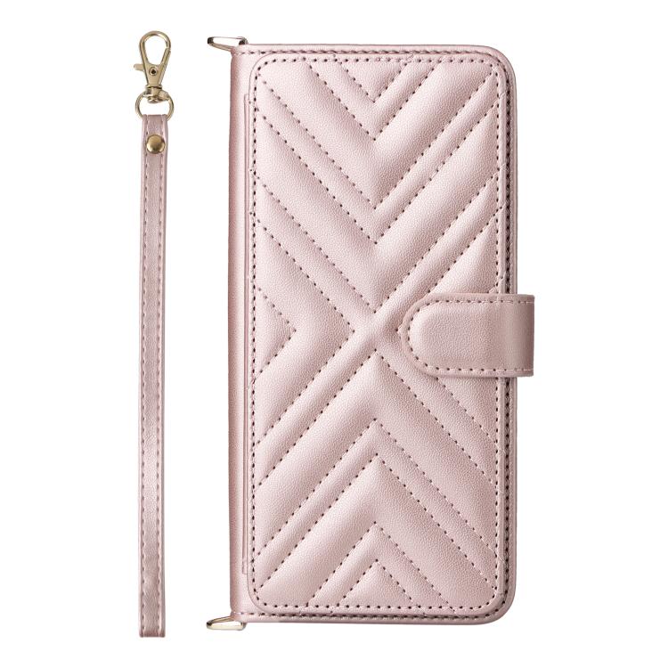 Funda de cuero multifuncional para Huawei Nova 14 5G con 6 ranuras para tarjetas y correa para la muñeca (rosa)