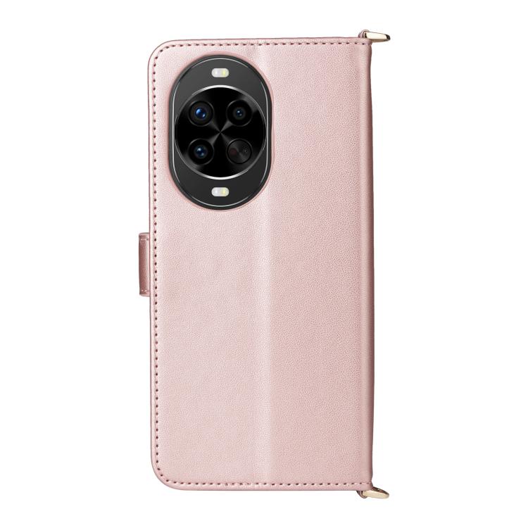 Funda de cuero multifuncional para Huawei Nova 14 5G con 6 ranuras para tarjetas y correa para la muñeca (rosa)