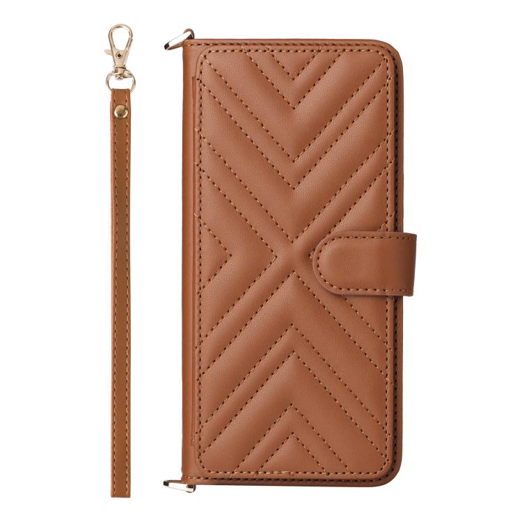 Funda de cuero multifuncional para Huawei Nova 14 5G con 6 ranuras para tarjetas y correa para la muñeca (marrón)