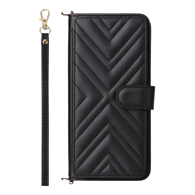 Funda de cuero multifuncional para Huawei nova 14 Ultra 5G con 6 ranuras para tarjetas y correa para la muñeca (negra)