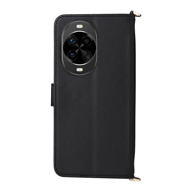 Funda de cuero multifuncional para Huawei nova 14 Ultra 5G con 6 ranuras para tarjetas y correa para la muñeca (negra)