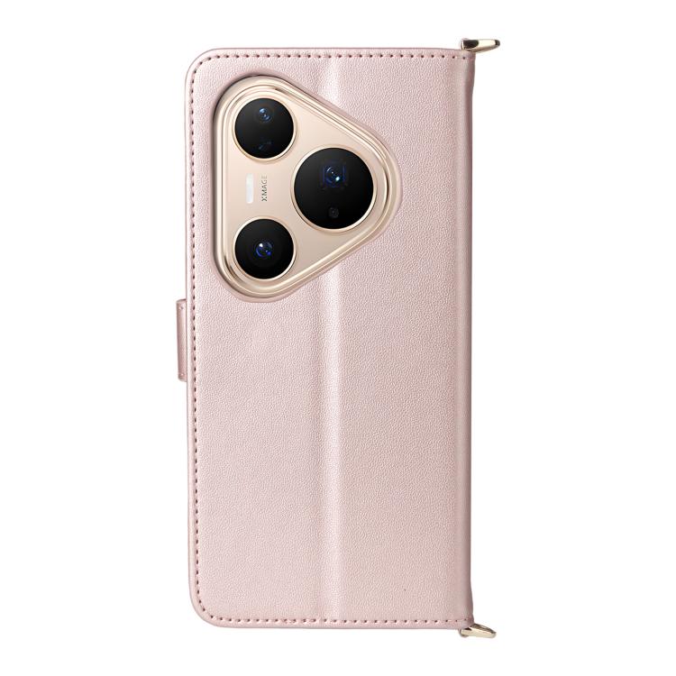 Funda de cuero multifuncional para Huawei Pura 80 Pro 5G / 80 Pro+ 5G con 6 ranuras para tarjetas y correa para la muñeca (rosa)