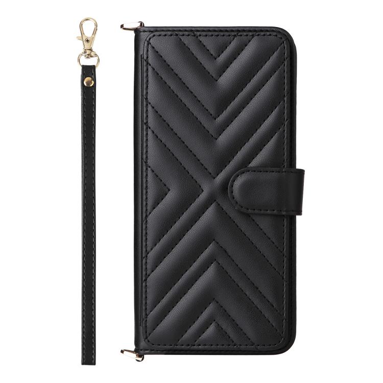 Funda de cuero multifuncional con 6 ranuras para tarjetas y correa para la muñeca para Huawei Pura 80 Pro 5G / 80 Pro+ 5G (negro)