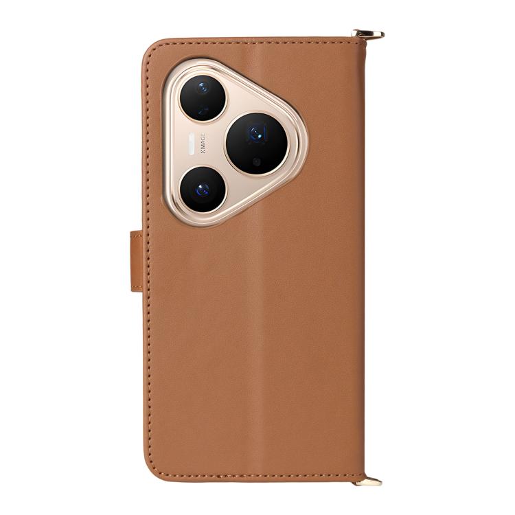 Funda de cuero multifuncional para Huawei Pura 80 Pro 5G / 80 Pro+ 5G con 6 ranuras para tarjetas y correa para la muñeca (marrón)