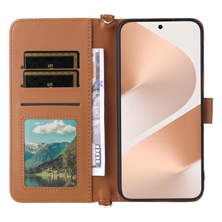 Funda de cuero multifuncional para Huawei Pura 80 Pro 5G / 80 Pro+ 5G con 6 ranuras para tarjetas y correa para la muñeca (marrón)