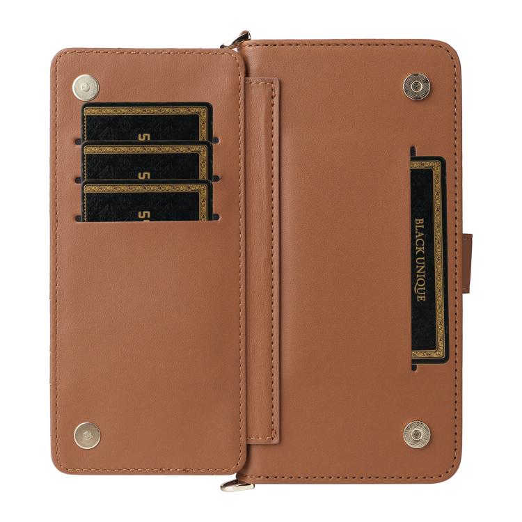 Funda de cuero multifuncional para Huawei Pura 80 Pro 5G / 80 Pro+ 5G con 6 ranuras para tarjetas y correa para la muñeca (marrón)