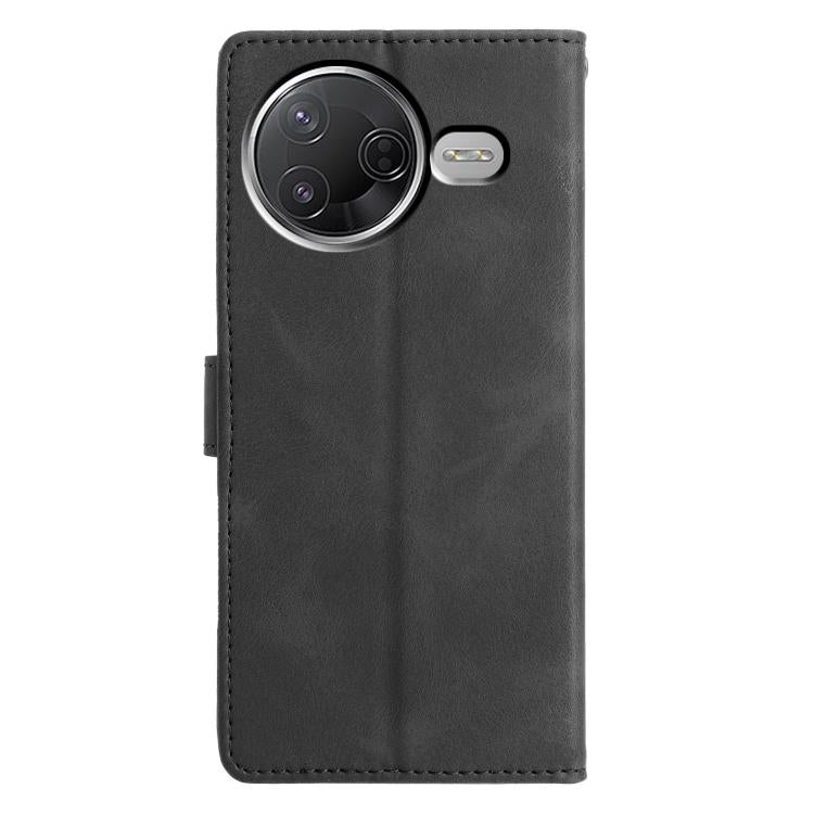 Funda de cuero con relieve de triángulos para Redmi K80/K80 Pro (negra)