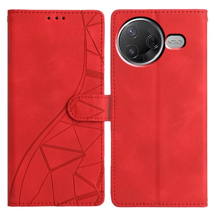 Funda de cuero con relieve de triángulos para Redmi K80/K80 Pro (roja)