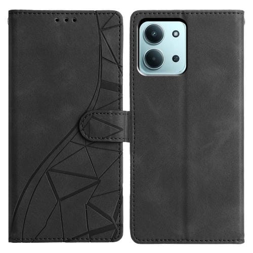 Funda de cuero con relieve triangular de 173,1 mm para Redmi 15C 4G EU / 15C 5G (negro)