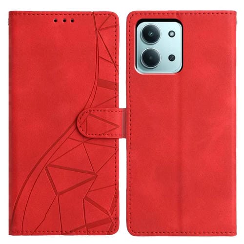 Funda de cuero con relieve triangular de 173,1 mm para Redmi 15C 4G EU / 15C 5G (rojo)