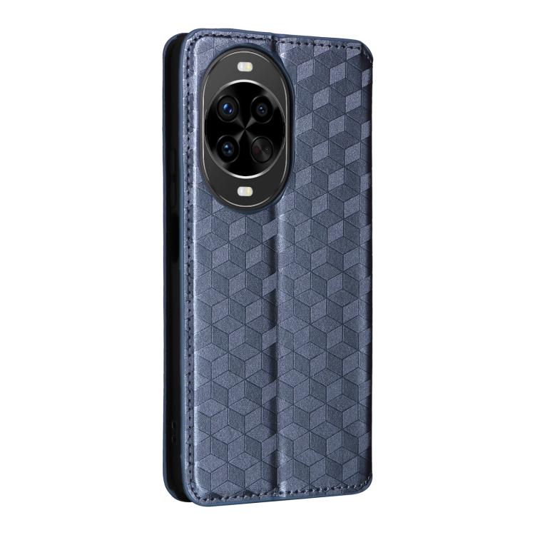 Funda de cuero con tapa y textura de cuadrícula cúbica para Huawei Nova 14 5G (azul)