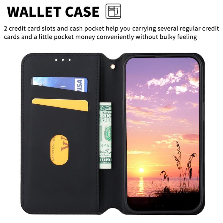 Funda de cuero con tapa y textura de cuadrícula cúbica para Huawei Nova 14 Pro 5G (negra)