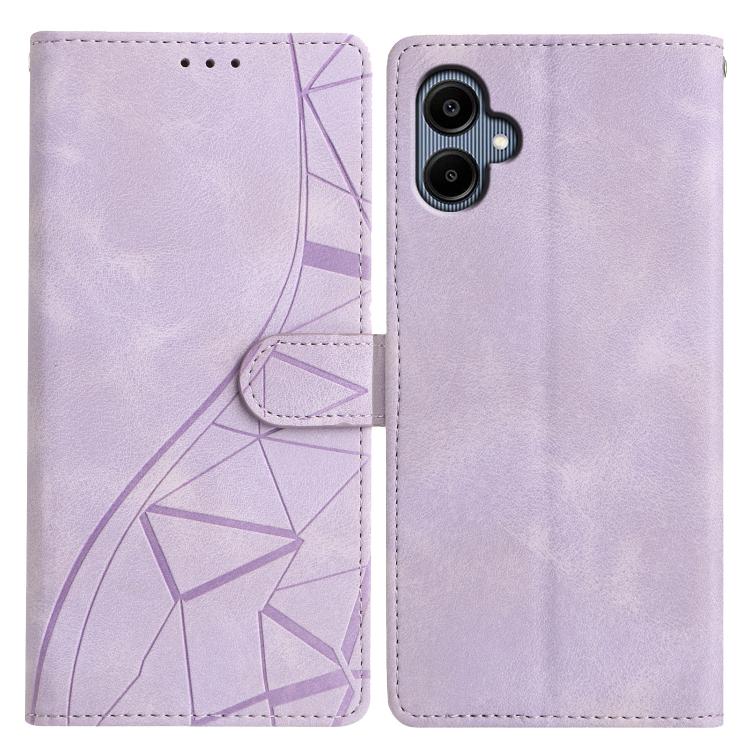 Funda de cuero con relieve de triángulos para Samsung Galaxy A07 (morado)