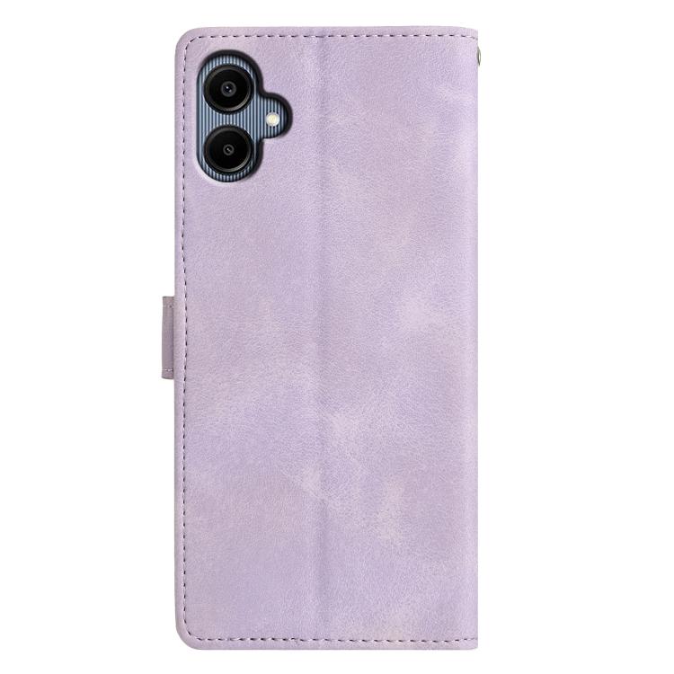 Funda de cuero con relieve de triángulos para Samsung Galaxy A07 (morado)