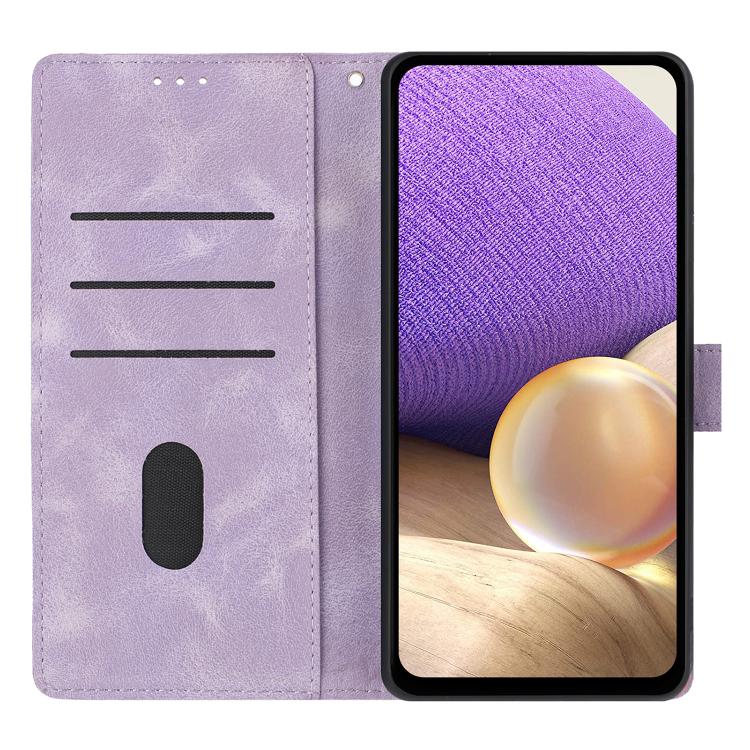 Funda de cuero con relieve de triángulos para Samsung Galaxy A07 (morado)