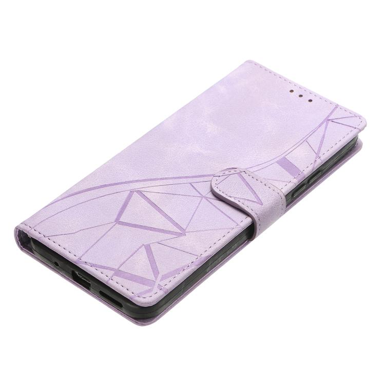Funda de cuero con relieve de triángulos para Samsung Galaxy A07 (morado)