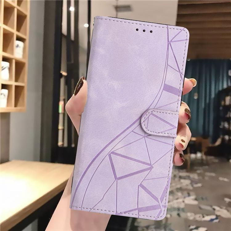 Funda de cuero con relieve de triángulos para Samsung Galaxy A07 (morado)