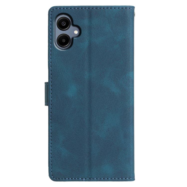Funda de cuero con relieve de triángulos para Samsung Galaxy A07 (azul)