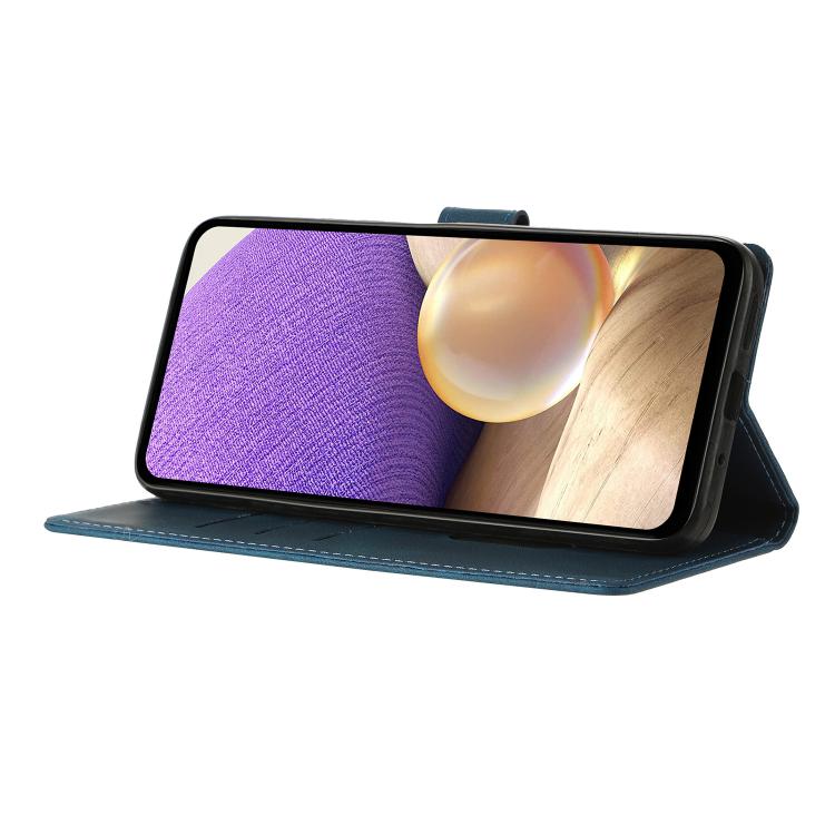 Funda de cuero con relieve de triángulos para Samsung Galaxy A07 (azul)