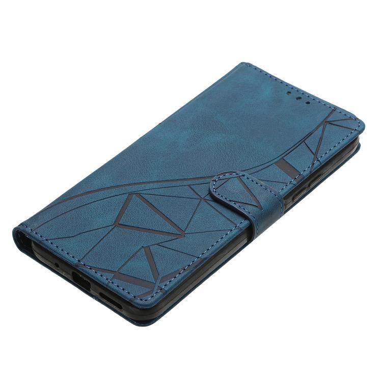 Funda de cuero con relieve de triángulos para Samsung Galaxy A07 (azul)