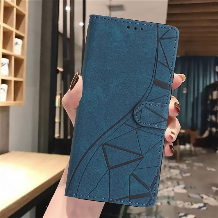 Funda de cuero con relieve de triángulos para Samsung Galaxy A07 (azul)