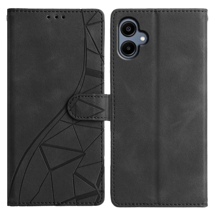 Funda de cuero con relieve de triángulos para Samsung Galaxy A07 (negra)