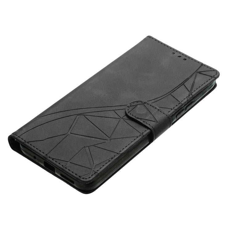Funda de cuero con relieve de triángulos para Samsung Galaxy A07 (negra)