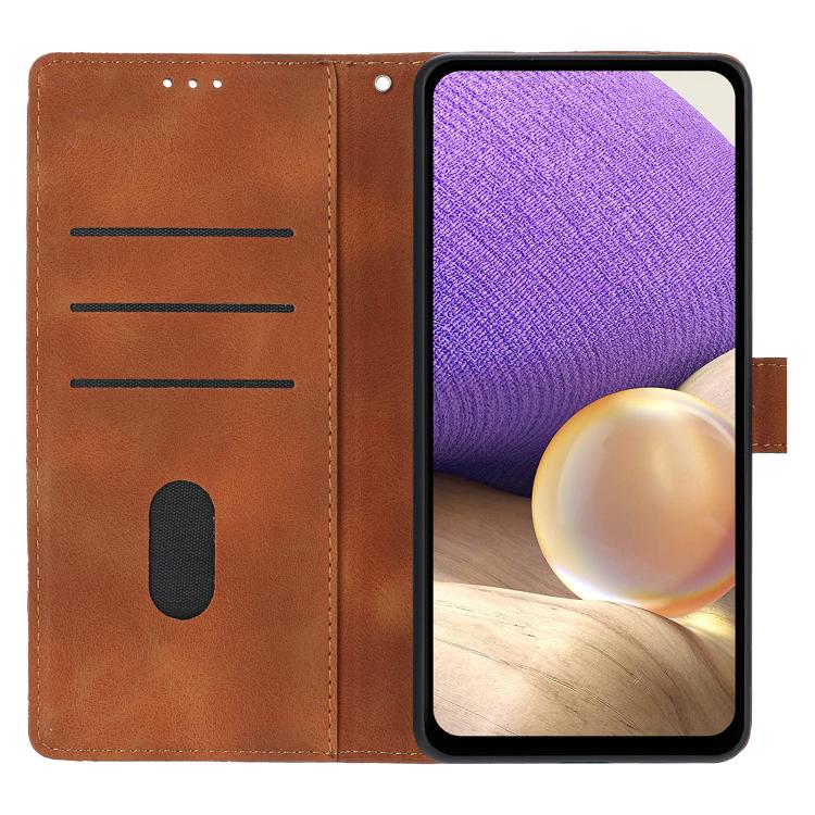 Funda de cuero con relieve de triángulos para Samsung Galaxy A07 (marrón)