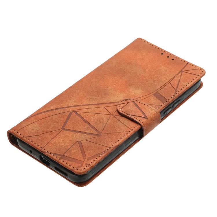 Funda de cuero con relieve de triángulos para Samsung Galaxy A07 (marrón)