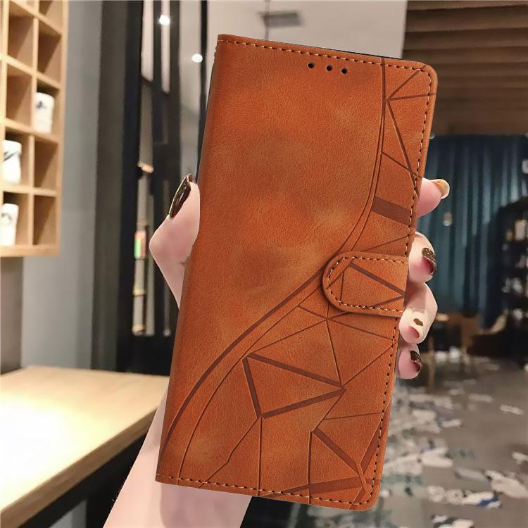 Funda de cuero con relieve de triángulos para Samsung Galaxy A07 (marrón)