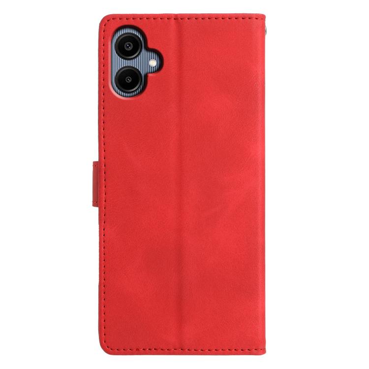 Funda de cuero con relieve de triángulos para Samsung Galaxy A07 (roja)