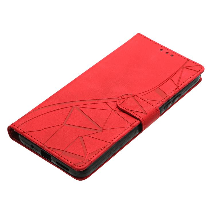 Funda de cuero con relieve de triángulos para Samsung Galaxy A07 (roja)