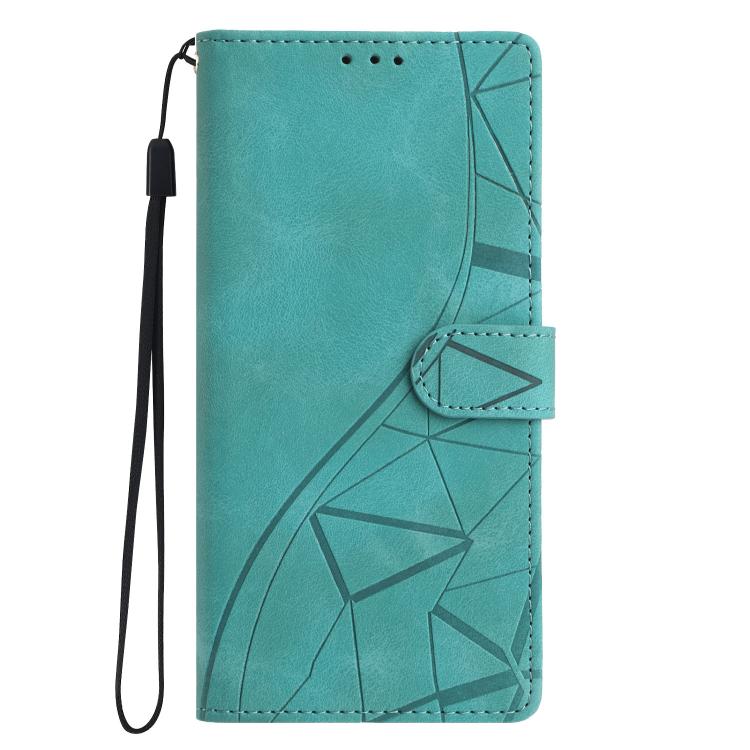 Funda de cuero con relieve de triángulos para Samsung Galaxy A07 (verde)