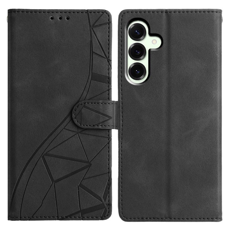 Funda de cuero con relieve de triángulos para Samsung Galaxy A17 (negra)