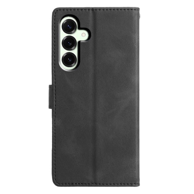 Funda de cuero con relieve de triángulos para Samsung Galaxy A17 (negra)