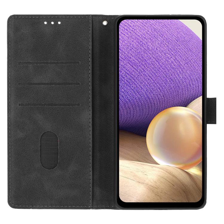 Funda de cuero con relieve de triángulos para Samsung Galaxy A17 (negra)