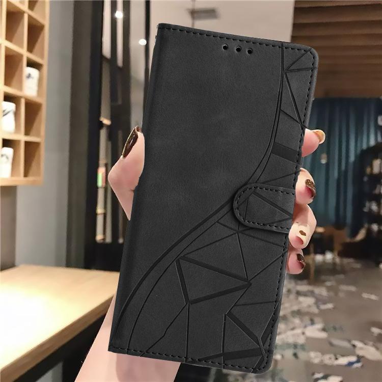Funda de cuero con relieve de triángulos para Samsung Galaxy A17 (negra)