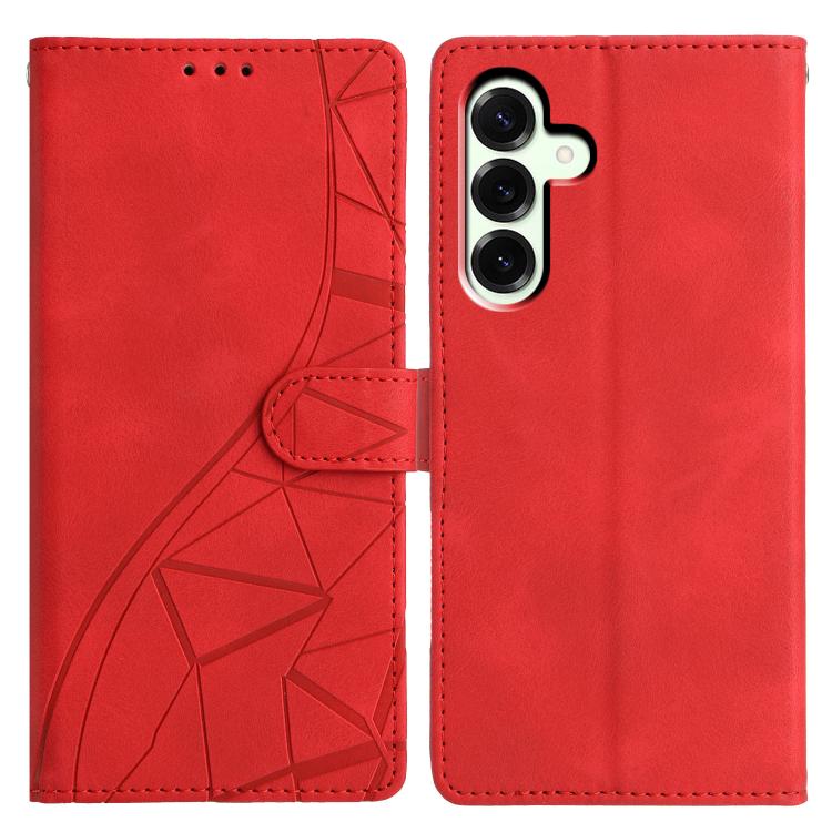 Funda de cuero con relieve de triángulos para Samsung Galaxy A17 (roja)