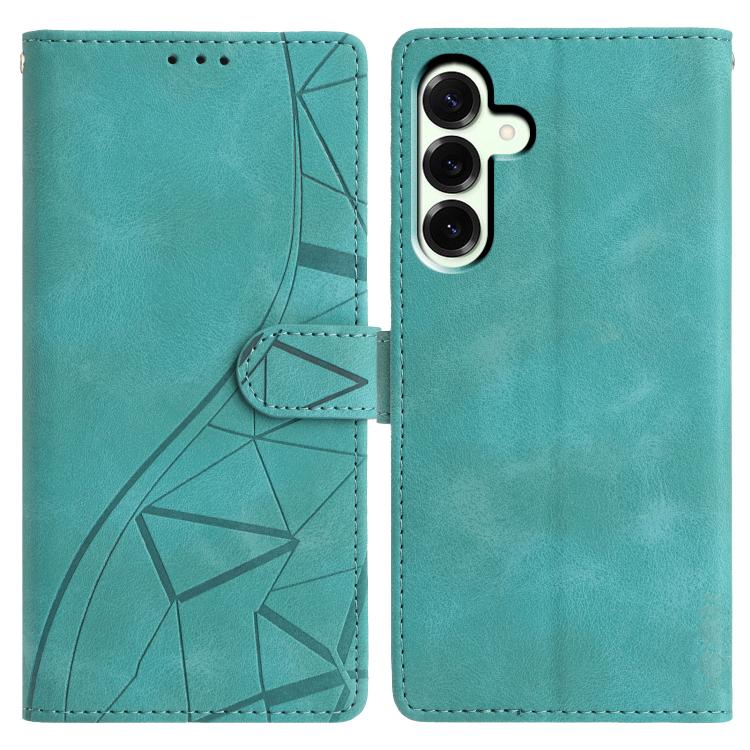 Funda de cuero con relieve de triángulos para Samsung Galaxy A17 (verde)