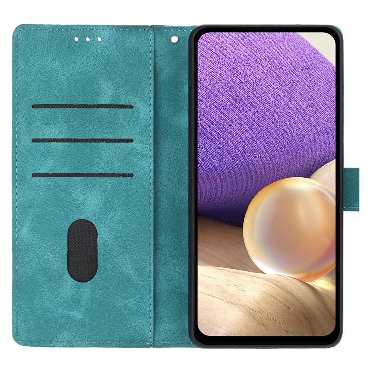 Funda de cuero con relieve de triángulos para Samsung Galaxy A17 (verde)