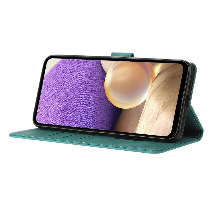 Funda de cuero con relieve de triángulos para Samsung Galaxy A17 (verde)