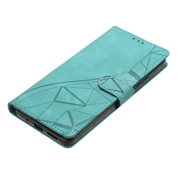 Funda de cuero con relieve de triángulos para Samsung Galaxy A17 (verde)