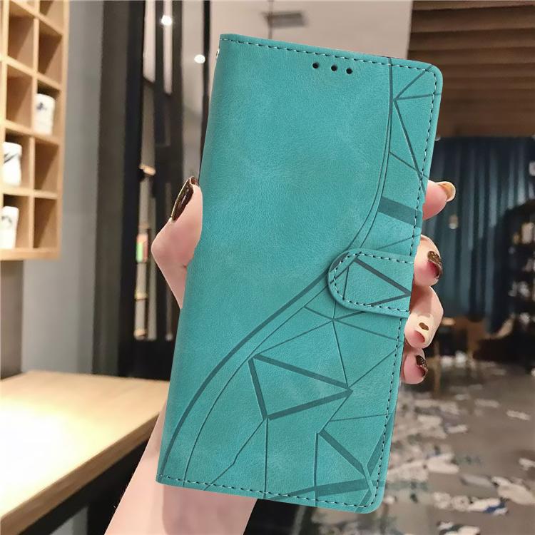 Funda de cuero con relieve de triángulos para Samsung Galaxy A17 (verde)