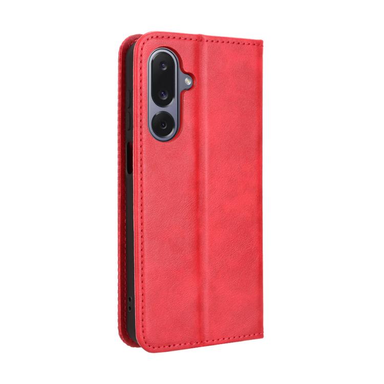 Funda de cuero con textura retro y hebilla magnética para Samsung Galaxy M36 5G (roja)