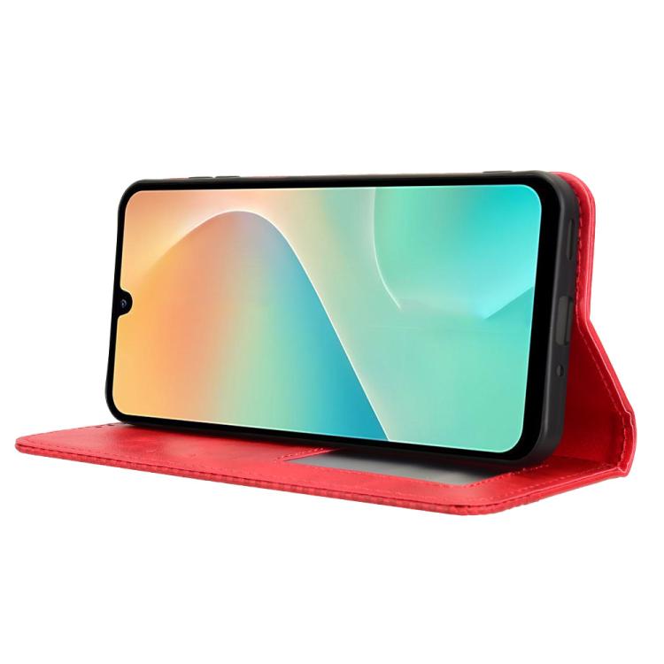 Funda de cuero con textura retro y hebilla magnética para Samsung Galaxy M36 5G (roja)