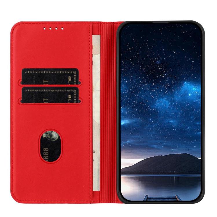 Funda de cuero con tapa magnética resistente y esmerilada para Samsung Galaxy S25 FE 5G (roja)