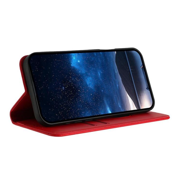 Funda de cuero con tapa magnética resistente y esmerilada para Samsung Galaxy S25 FE 5G (roja)